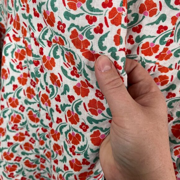 Boden Womens Ditzy Floral Print V Neck Linen Long Sleeve Dress 14L - Picture 7 of 12